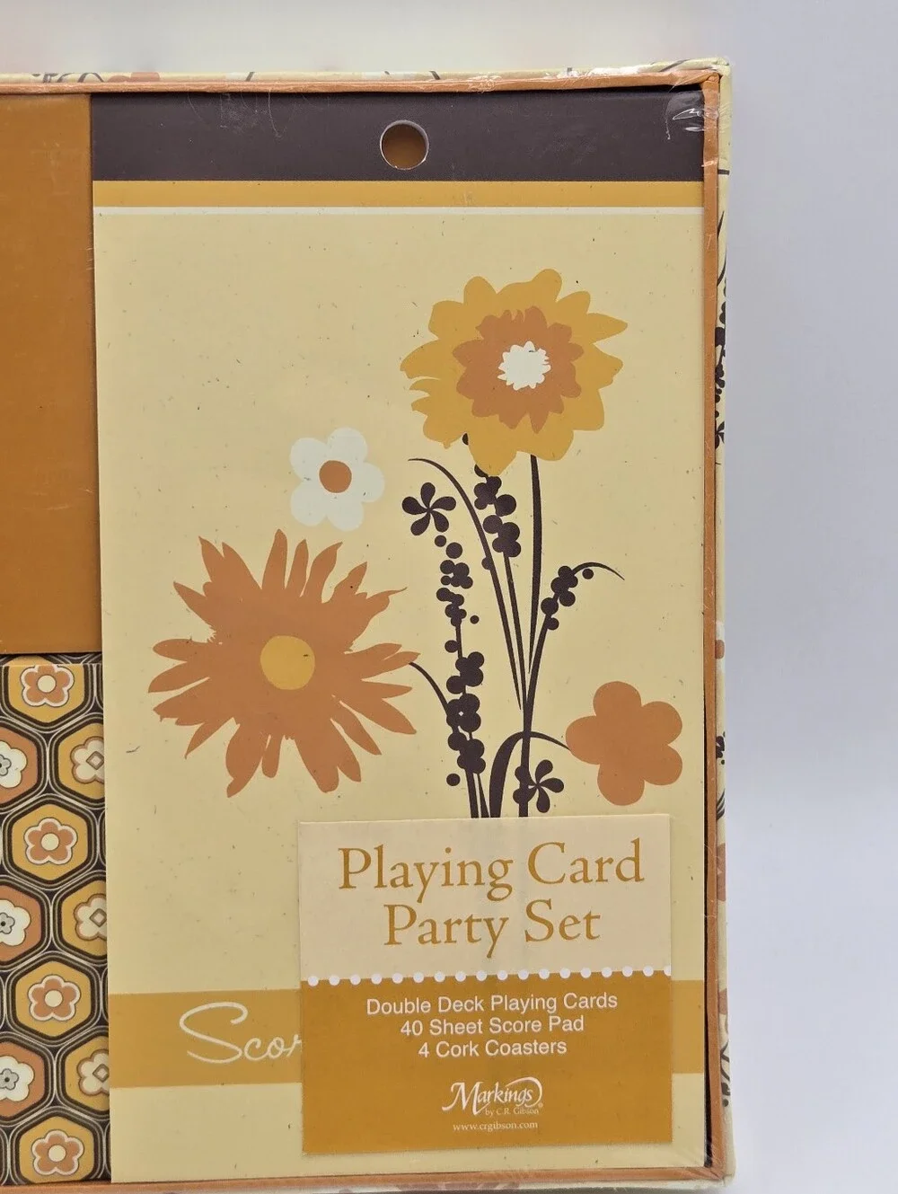 NEW C.R. Gibson Markings Playing Card Part Set Yellow Orange Retro Floral Print